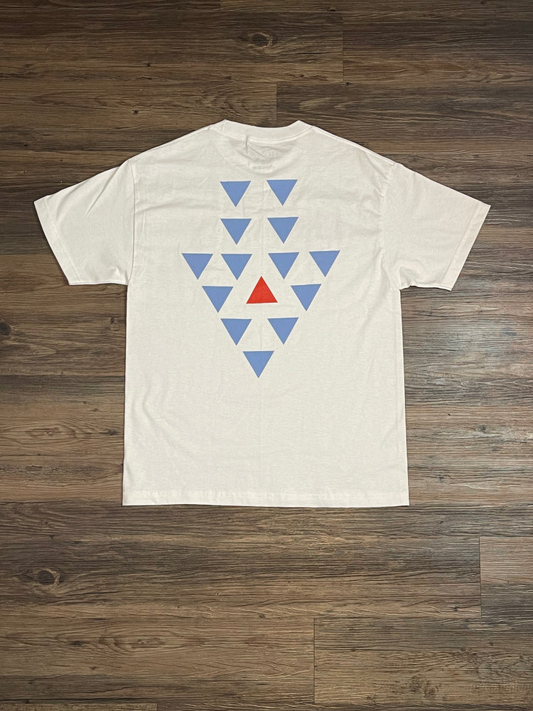 White and Blue DOWN Logo Shirt