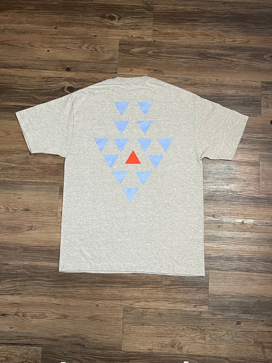 GREY AND BLUE DOWN LOGO SHIRT